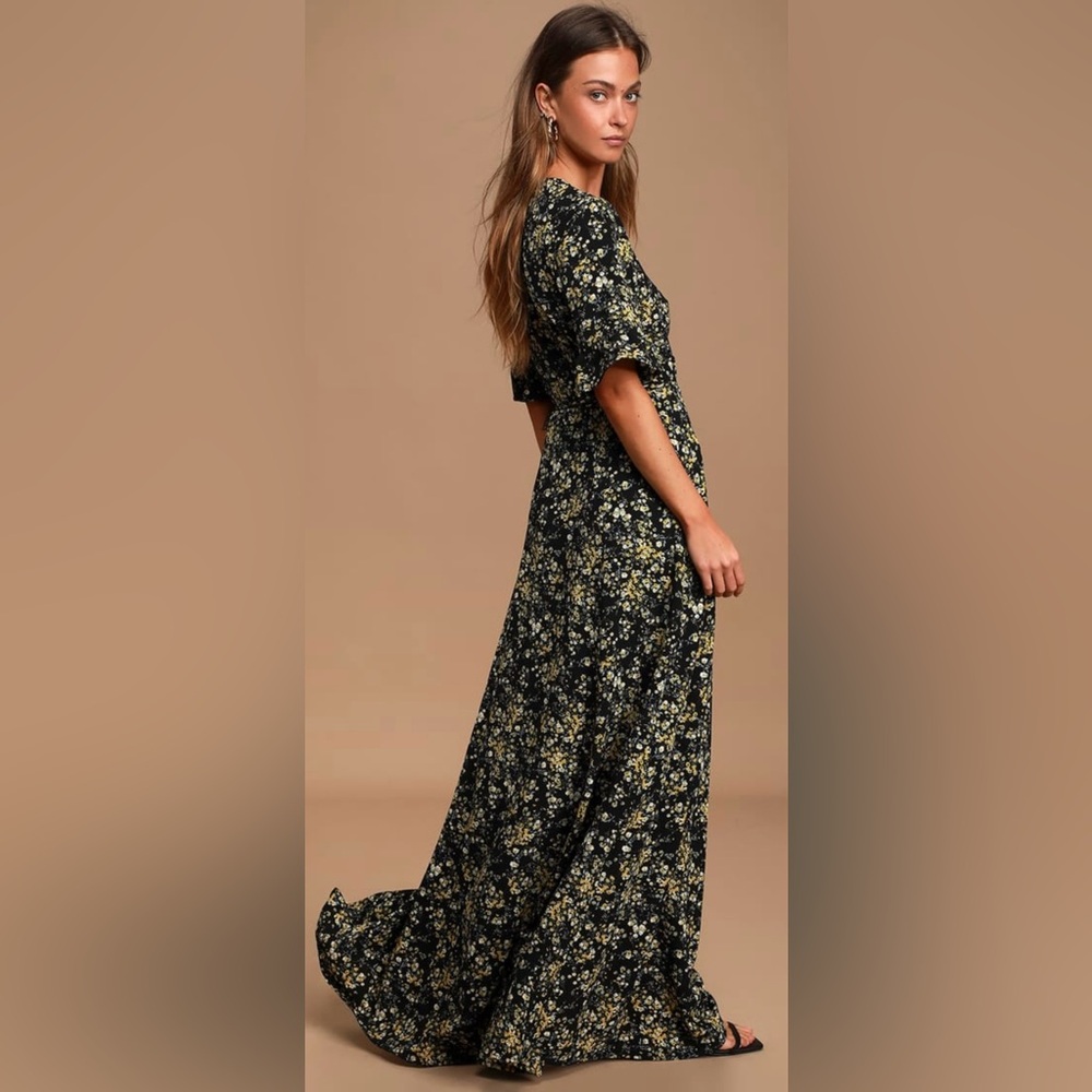 Lulus September Sunset Floral Wrap Maxi Dress Size XS Boho Cottage Core - Picture 2 of 16